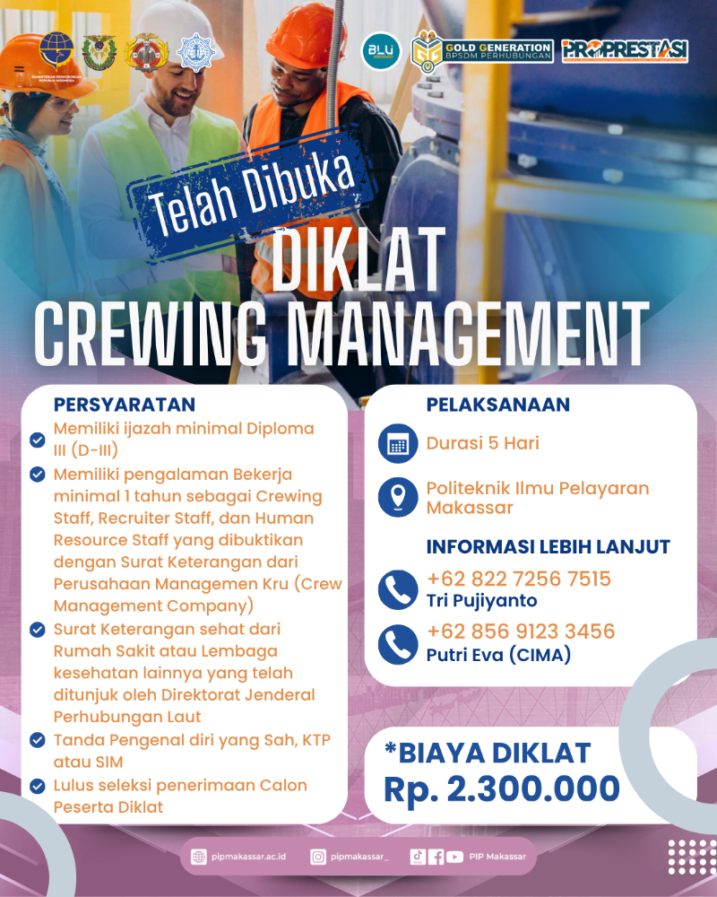 Telah dibuka Diklat Crewing Management