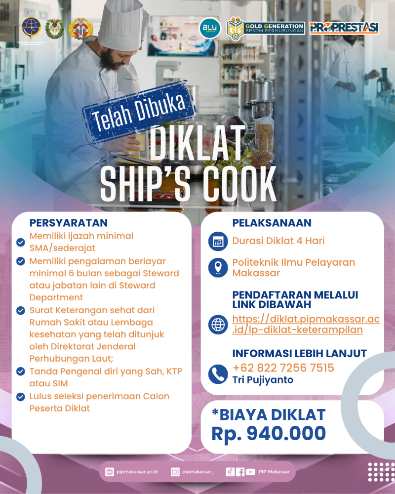 Telah dibuka Diklat Ship Cook