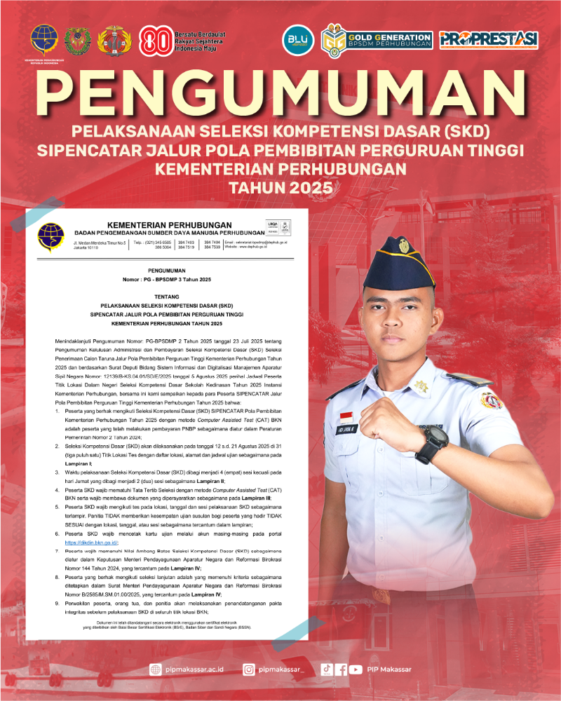Pelaksanaan SKD SIPENCATAR JALUR POLA PEMBIBITAN KEMENHUB Tahun 2025
