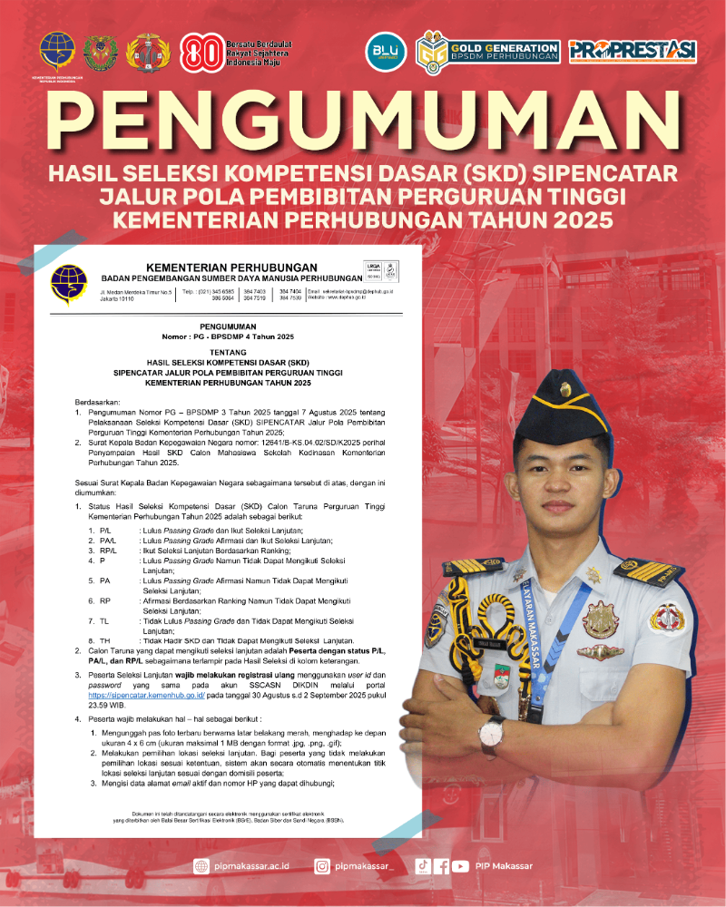 Pengumuman kelulusan SKD Sipencatar tahun 2025 Pola Pembibitan
